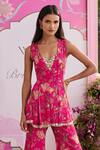Seema Thukral Pink Organza, Satin Embroidery, Mahima Printed Peplum Top And Flared Pant Set Online at Aza Fashions Seema Thukral_Pink Organza, Satin Embroidery, Mahima Printed Peplum Top And Flared Pant Set _Online_at_Aza_Fashions