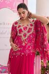 Buy_Seema Thukral_Pink Georgette, Satin Pearls, Raha Printed Embellished Top With Draped Skirt _Online_at_Aza_Fashions
