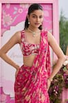 Seema Thukral Pink Georgette Embroidery, Pearls Zoha Printed Pre-stitched Saree With Blouse Online at Aza Fashions Seema Thukral_Pink Georgette Embroidery, Pearls Zoha Printed Pre-stitched Saree With Blouse _Online_at_Aza_Fashions