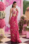 Shop Seema Thukral Pink Georgette Embroidery, Pearls Zoha Printed Pre-stitched Saree With Blouse Online at Aza Fashions Shop_Seema Thukral_Pink Georgette Embroidery, Pearls Zoha Printed Pre-stitched Saree With Blouse _Online_at_Aza_Fashions