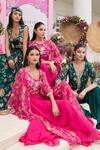 Seema Thukral_Pink Georgette, Organza Embroidery, Foil Printing Sanam Embellished Kurta Set _Online_at_Aza_Fashions