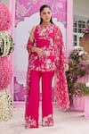 Seema Thukral_Pink Georgette, Organza Embroidery, Foil Printing Sanam Embellished Kurta Set _at_Aza_Fashions