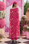 Shop_Seema Thukral_Pink Georgette, Satin Mirrors, Myra Printed Embellished Kaftan And Pant Set _at_Aza_Fashions