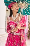 Shop_Seema Thukral_Fuchsia Georgette, Organza Naina Printed Embellished Corset Skirt Set _Online_at_Aza_Fashions