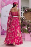 Seema Thukral_Fuchsia Georgette, Organza Naina Printed Embellished Corset Skirt Set _Online_at_Aza_Fashions