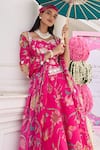 Seema Thukral_Fuchsia Georgette, Organza Naina Printed Embellished Corset Skirt Set _at_Aza_Fashions