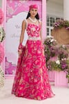 Buy_Seema Thukral_Fuchsia Georgette, Organza Naina Printed Embellished Corset Skirt Set _at_Aza_Fashions