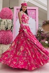 Shop_Seema Thukral_Fuchsia Georgette, Organza Naina Printed Embellished Corset Skirt Set 