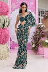 Buy_Seema Thukral_Emerald Green Georgette Beads Ashvi Printed Pre-draped Skirt Saree With Blouse _at_Aza_Fashions