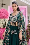 Shop Seema Thukral Emerald Green Organza, Georgette Suvra Printed Embellished Blouse With Sharara Online at Aza Fashions Shop_Seema Thukral_Emerald Green Organza, Georgette Suvra Printed Embellished Blouse With Sharara _Online_at_Aza_Fashions