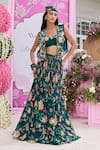 Shop_Seema Thukral_Emerald Green Georgette, Satin Embroidery, Sabha Embellished Jacket Lehenga Set _Online_at_Aza_Fashions