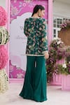 Shop_Seema Thukral_Emerald Green Georgette, Sheena Printed Embellished Jacket And Flared Pant Set _at_Aza_Fashions