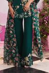 Seema Thukral_Emerald Green Georgette, Satin, Organza Embroidery Round Neck Rashi Kurta Set _Online_at_Aza_Fashions