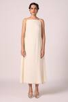 The Summer House Cream Silk, Twill Square Neck, Spica Off White Slip Dress Online at Aza Fashions The Summer House_Cream Silk, Twill Square Neck, Spica Off White Slip Dress _Online_at_Aza_Fashions