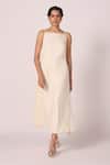 Buy The Summer House Cream Silk, Twill Square Neck, Spica Off White Slip Dress at Aza Fashions Buy_The Summer House_Cream Silk, Twill Square Neck, Spica Off White Slip Dress _at_Aza_Fashions