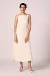 Shop The Summer House Cream Silk, Twill Square Neck, Spica Off White Slip Dress Online at Aza Fashions Shop_The Summer House_Cream Silk, Twill Square Neck, Spica Off White Slip Dress _Online_at_Aza_Fashions