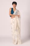 Buy_The Summer House_Off White Chanderi Foil Printing Saiph Zodiac Motif Handwoven Saree _at_Aza_Fashions