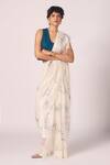 The Summer House_Off White Chanderi Foil Printing Saiph Zodiac Motif Handwoven Saree _Online_at_Aza_Fashions