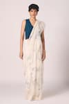 Buy_The Summer House_Off White Chanderi Foil Printing Saiph Zodiac Motif Handwoven Saree _Online_at_Aza_Fashions