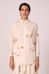 Buy_The Summer House_Cream Cambric, Cotton Collared Joyce Zodiac Print Shirt 