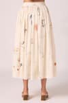The Summer House_Cream Cambric, Cotton Maud Zodiac Print Midi Skirt _at_Aza_Fashions