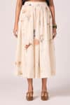 Buy_The Summer House_Cream Cambric, Cotton Maud Zodiac Print Midi Skirt 