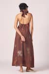 Shop The Summer House Brown Tencel Halter Neck Vannam Zodiac Print Dress at Aza Fashions Shop_The Summer House_Brown Tencel Halter Neck Vannam Zodiac Print Dress _at_Aza_Fashions