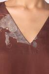 The Summer House_Brown Tencel V-neck Stad Zodiac Print Shift Dress _at_Aza_Fashions