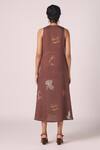 Shop_The Summer House_Brown Tencel V-neck Saira Zodiac Print Midi Dress _at_Aza_Fashions