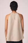 Shop_The Summer House_Beige Linen Embroidery Halter Neck Maarah Top _at_Aza_Fashions