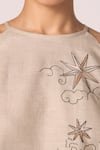 Shop_The Summer House_Beige Linen Embroidery Halter Neck Maarah Top _Online_at_Aza_Fashions