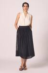 Buy_The Summer House_Black Chanderi Sahir Handwoven Gathered Skirt _at_Aza_Fashions