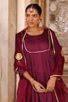 Buy_Bannhi By Priyanka Rathore_Purple Cotton Satin, Organza Gota Patti Round Anarkali Kurta Set With Dupatta _Online_at_Aza_Fashions