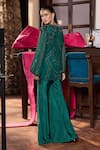 Shop Seema Thukral Emerald Green Georgette, Satin, Silk Gazal Embellished Jacket And Flared Pant Set at Aza Fashions Shop_Seema Thukral_Emerald Green Georgette, Satin, Silk Gazal Embellished Jacket And Flared Pant Set _at_Aza_Fashions