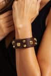 Buy_Mnsh_Brown Imitation Gemstones Wooden Bangle _at_Aza_Fashions