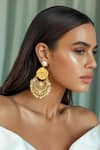 Buy_Mnsh_Gold Plated Pearls Mor Coin Earrings _at_Aza_Fashions