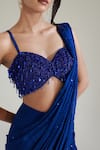 Shop_Libas Cafe by Nidhi & Ashish_Blue Crepe Sequins, Beads, Tassels Bolt Pre-draped Lehenga Saree With Blouse _Online_at_Aza_Fashions