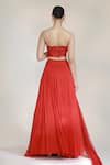 Shop_Libas Cafe by Nidhi & Ashish_Red Net, Satin Sequins, Beads Sweetheart Crimson Embroidered Bustier Lehenga Set _at_Aza_Fashions
