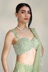 Shop_Libas Cafe by Nidhi & Ashish_Green Net Sequins, Embroidery Sage Luxe Glam Pre-draped Saree With Blouse _Online_at_Aza_Fashions