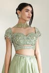 Libas Cafe by Nidhi & Ashish Green Organza Embroidery, Zari, Sequins, Beads, Applique Sage Luxe Lehenga Set Online at Aza Fashions Libas Cafe by Nidhi & Ashish_Green Organza Embroidery, Zari, Sequins, Beads, Applique Sage Luxe Lehenga Set _Online_at_Aza_Fashions