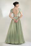 Shop Libas Cafe by Nidhi & Ashish Green Organza Embroidery, Zari, Sequins, Beads, Applique Sage Luxe Lehenga Set at Aza Fashions Shop_Libas Cafe by Nidhi & Ashish_Green Organza Embroidery, Zari, Sequins, Beads, Applique Sage Luxe Lehenga Set _at_Aza_Fashions