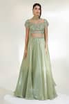 Buy Libas Cafe by Nidhi & Ashish Green Organza Embroidery, Zari, Sequins, Beads, Applique Sage Luxe Lehenga Set Online at Aza Fashions Buy_Libas Cafe by Nidhi & Ashish_Green Organza Embroidery, Zari, Sequins, Beads, Applique Sage Luxe Lehenga Set _Online_at_Aza_Fashions