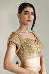 Libas Cafe by Nidhi & Ashish_Beige Organza Zari, Sequins, Beads, Lustre Embroidered Blouse Sharara Set _at_Aza_Fashions