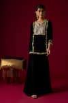 Buy_RAYASHA KHAN_Black Velvet Embroidery, Sequins Nisha Velvetembroidered Kurta And Gharara Set _at_Aza_Fashions