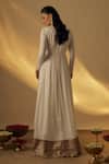 Shop_RAYASHA KHAN_White Chanderi Silk, Organza Embroidery, Zari Round Neck Anarkali With Dupatta _at_Aza_Fashions