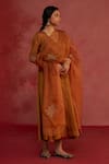 Rhua Rust Tissue, Organza Embroidery, Metallic Thread Handwoven Banarsi Kurta Set Online at Aza Fashions Rhua_Rust Tissue, Organza Embroidery, Metallic Thread Handwoven Banarsi Kurta Set _Online_at_Aza_Fashions