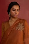 Shop Rhua Rust Tissue, Organza Embroidery, Metallic Thread Handwoven Banarsi Kurta Set Online at Aza Fashions Shop_Rhua_Rust Tissue, Organza Embroidery, Metallic Thread Handwoven Banarsi Kurta Set _Online_at_Aza_Fashions
