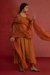 Buy Rhua Rust Tissue, Organza Embroidery, Metallic Thread Handwoven Banarsi Kurta Set at Aza Fashions Buy_Rhua_Rust Tissue, Organza Embroidery, Metallic Thread Handwoven Banarsi Kurta Set _at_Aza_Fashions