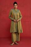 Shop Rhua Green Silk, Organza Embroidery, Zari Handcrafted Thread And Zardozi Kurta Set Online at Aza Fashions Shop_Rhua_Green Silk, Organza Embroidery, Zari Handcrafted Thread And Zardozi Kurta Set _Online_at_Aza_Fashions