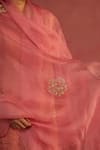 Rhua_Pink Tissue, Organza Embroidery, Metallic Thread Handwoven Banarasi Kurta Set _at_Aza_Fashions